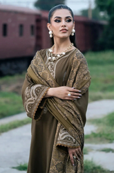 IZEL - Winter 3PC Dhanak Embroidered Suit - SS0502